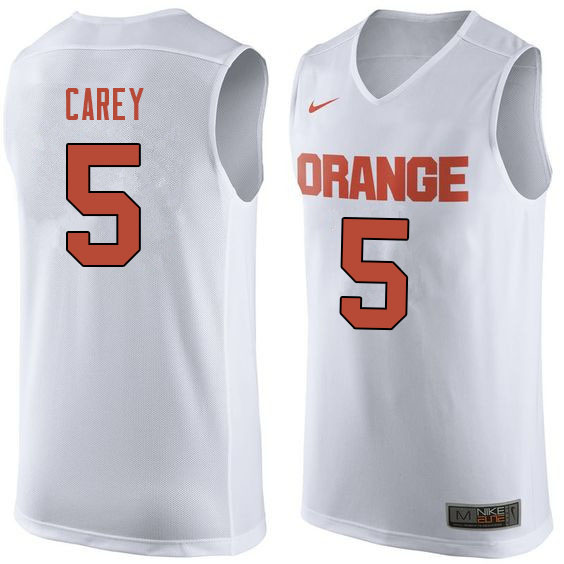 Men #5 Jalen Carey Syracuse White College Basketball Jerseys Sale-White